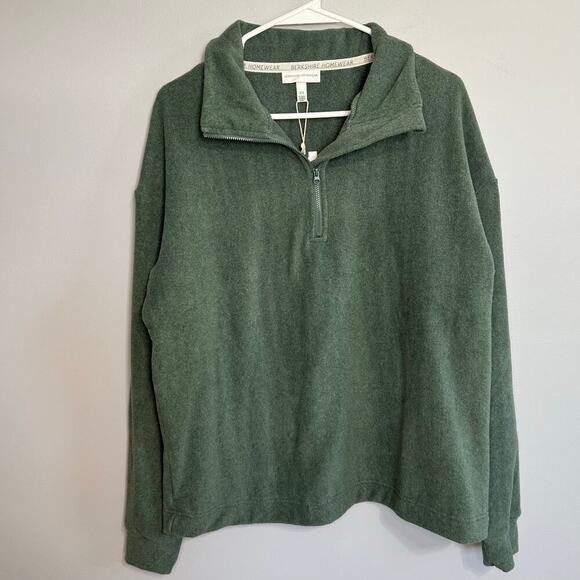 NWT Berkshire Home Women’s Green Quarter Zip Soft Warm Sweatshirt Size XS - Picture 1 of 5